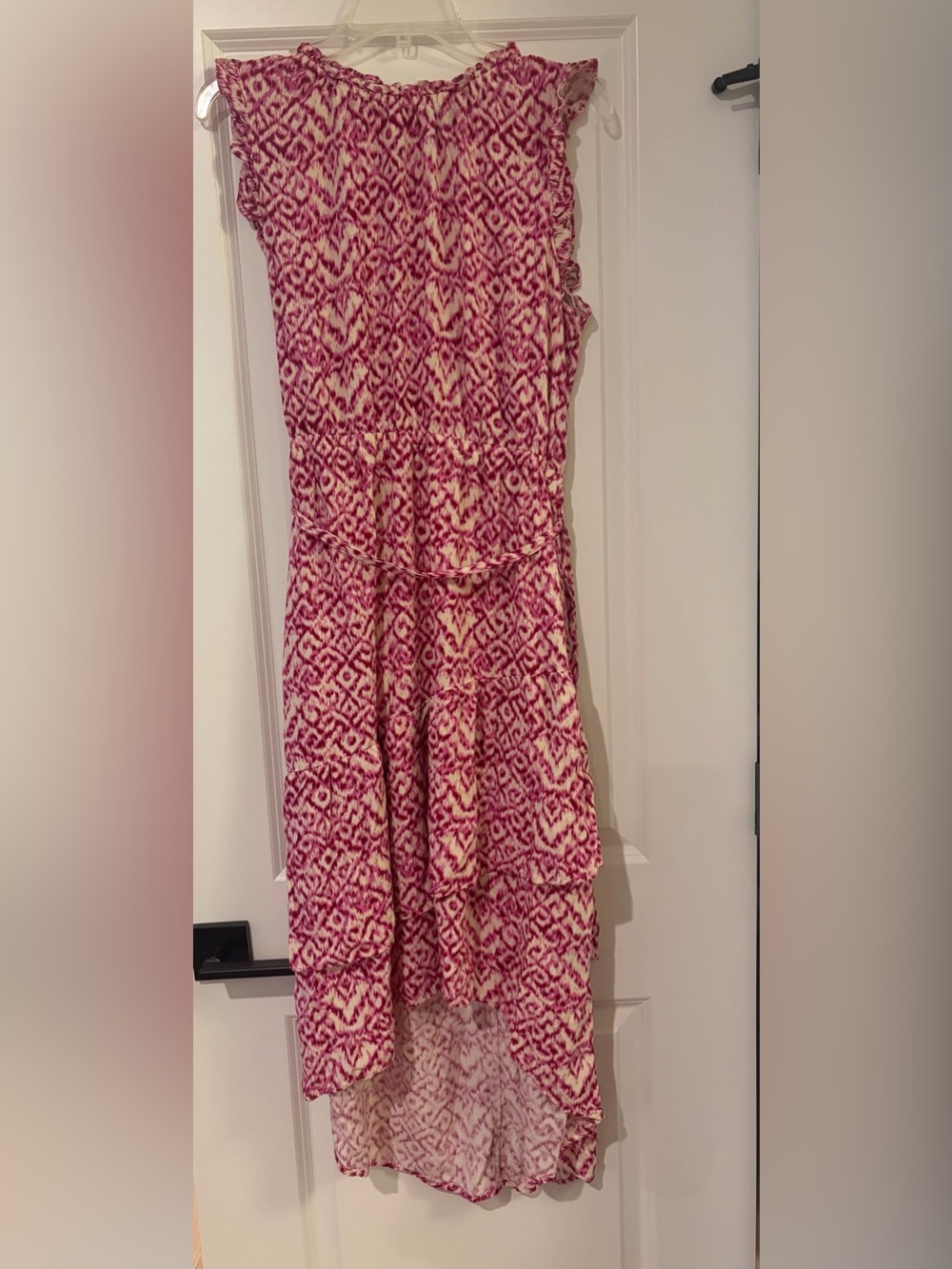 Who What Wear Pink & Cream Printed High‑Low Midi Dress – Size L